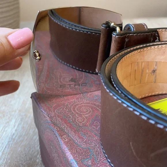 Etro Ladies Brown Belt Size 95 Made in Italy ETRO Reversible woven suede and leather belt | NET-A-PORTER main image 3